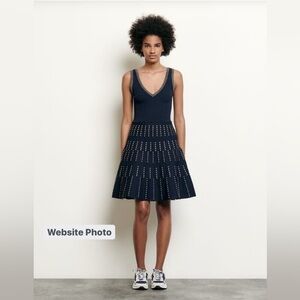 NWT Sandro Navy and Gold Knit Dress Size S